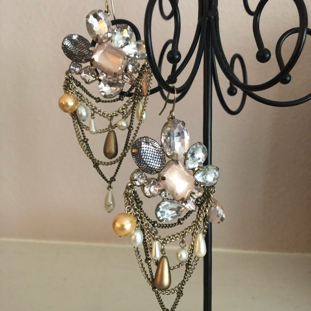 Statement drop earrings, 4 inches